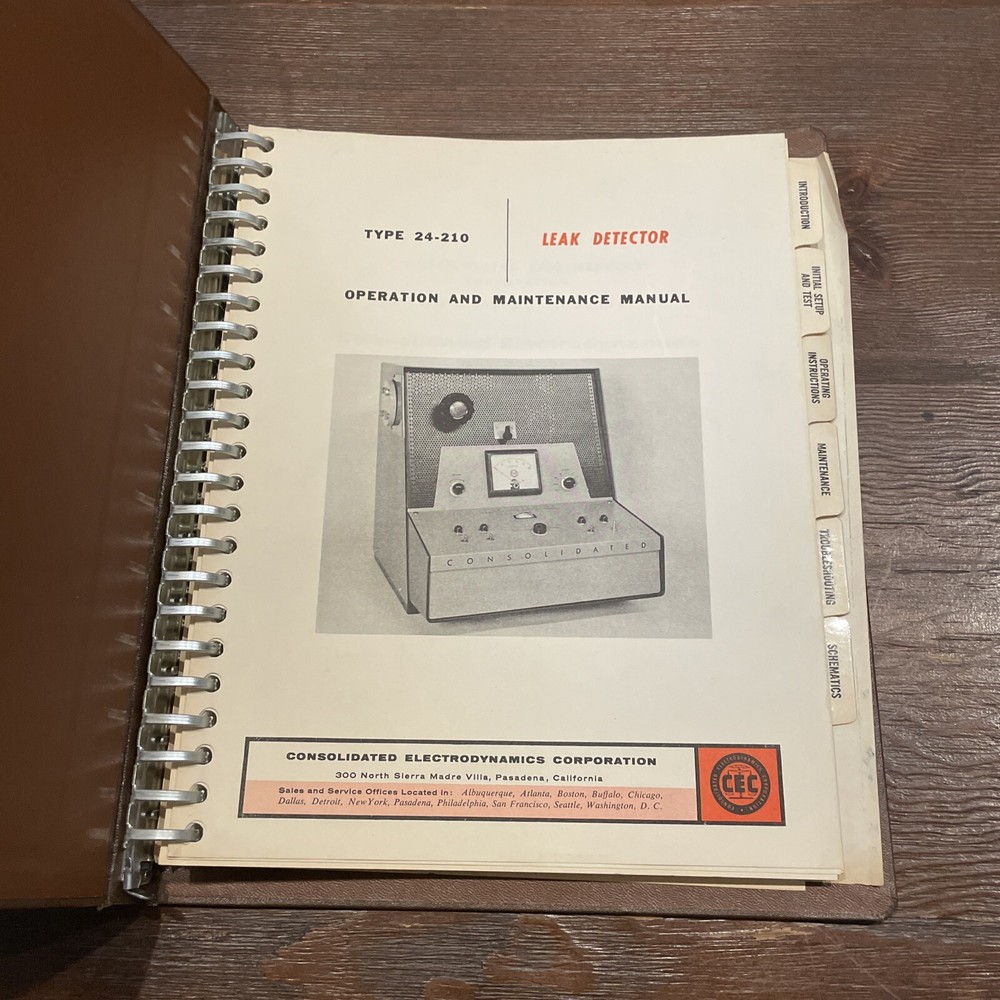 Consolidated Electrodynamics CEC Type 24-210 Leak Detector Operation Manual