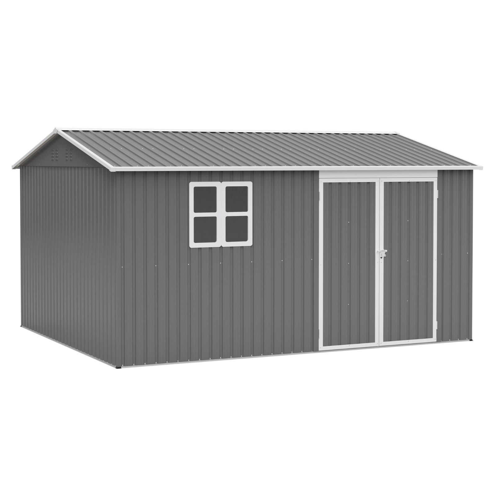 12'x10' Metal Outdoor Storage Shed Heavy Duty Garden Shed w/ Floor Kit & Window