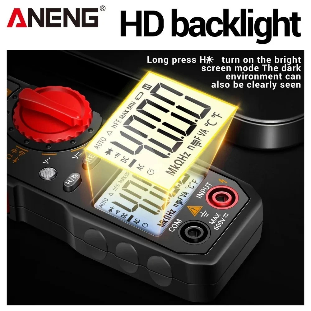 Digital Multimeter Tester AC DC Volt Ohm Amp Clamp Meter Auto Range LCD Handheld