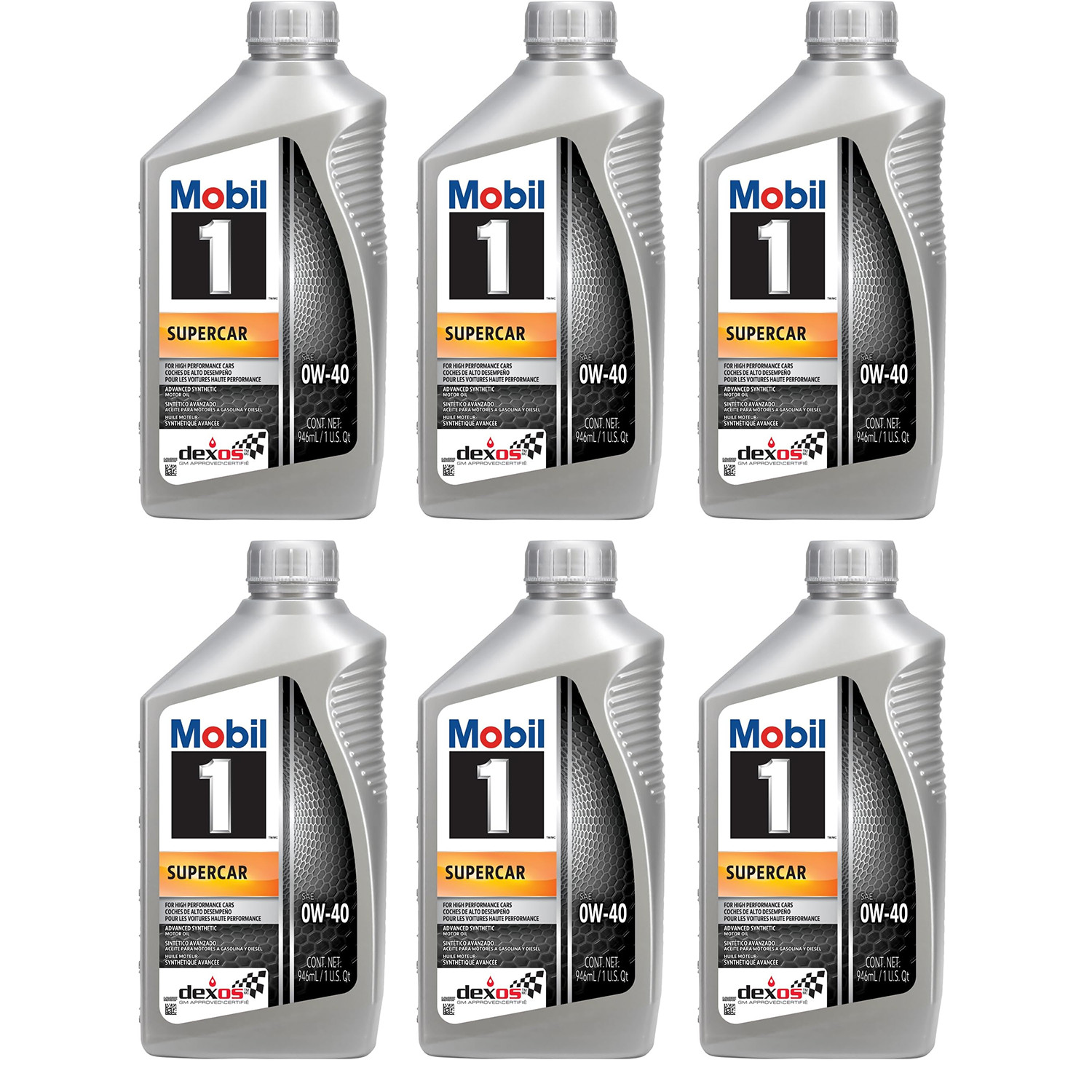 Mobil 1 Supercar Full Synthetic Motor Oil 0W-40 Dexos - Case (6 Quarts)