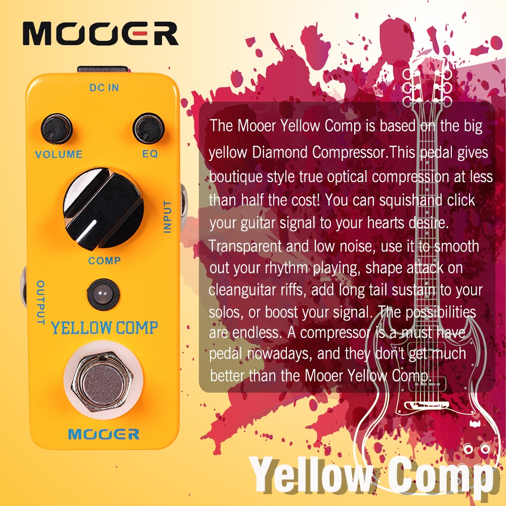 Compact Guitar Bass Pedal Compressor Effect True Bypass EQ & Volume Adjustable