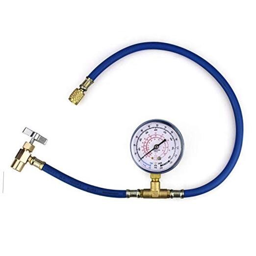 R134A R12 R22 Economy Refrigerant U-Charge Hose Kit Recharge Hose with Gauge,