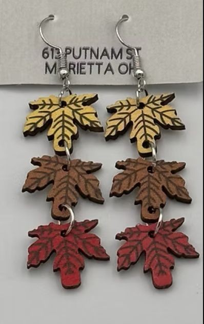 Wood Maple Leaf Earrings