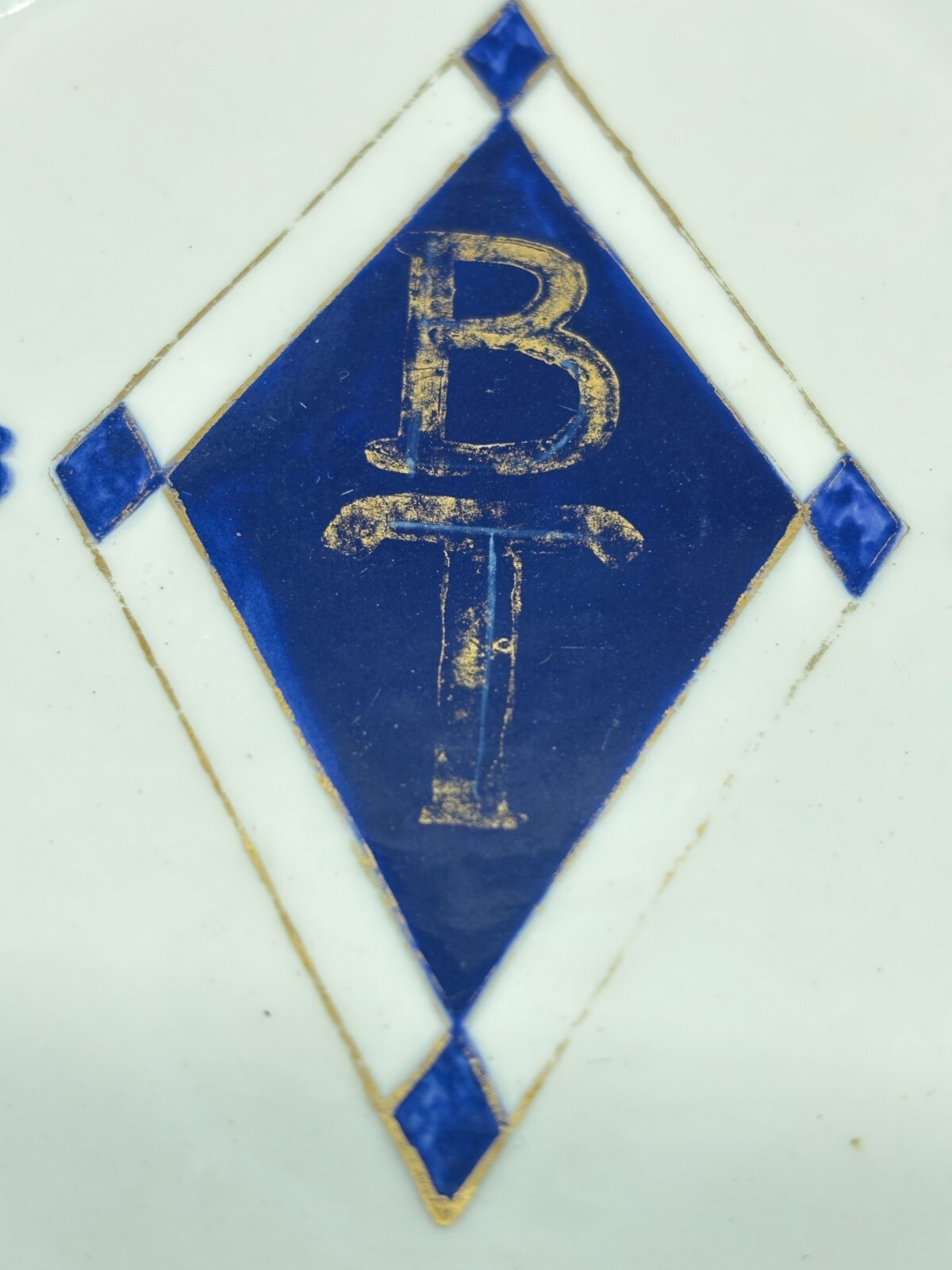 Set of 2 Handmade Ceramic Ash Trays Squares with Initials BT and Dates 1933 1953