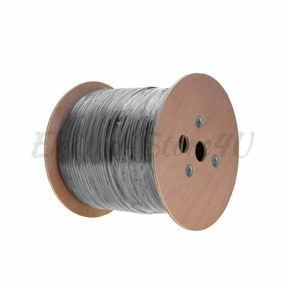 Shielded 1000ft Outdoor Cat6 Ethernet Cable FTP Solid Direct Burial Black UV