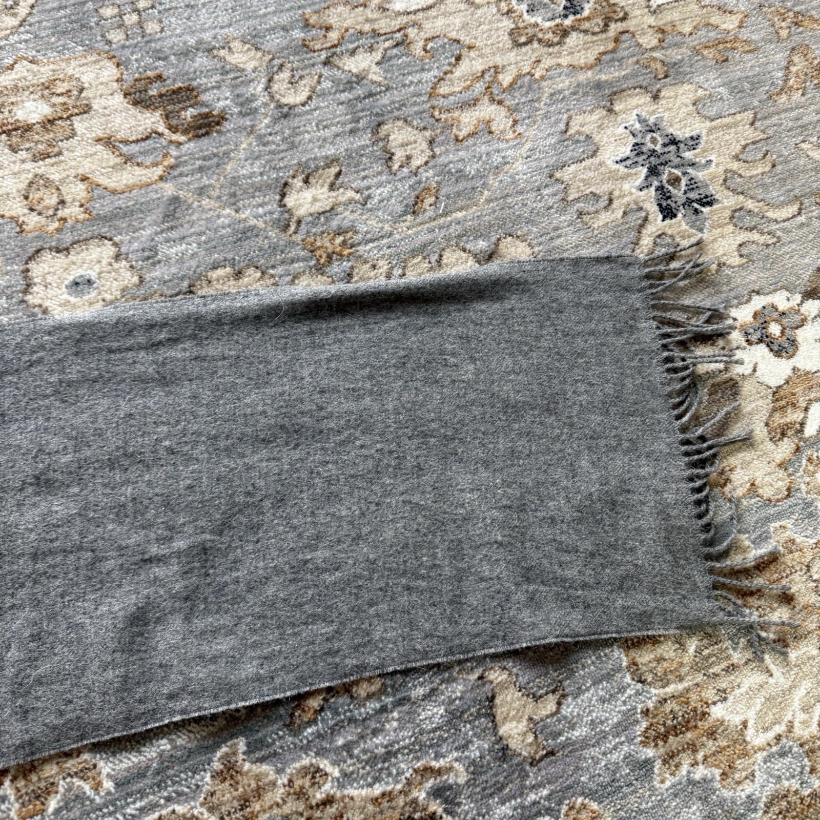 Vintage Lirard 100% Camel Hair Scarf Gray Made In Germany Minimal 50” Length 80s