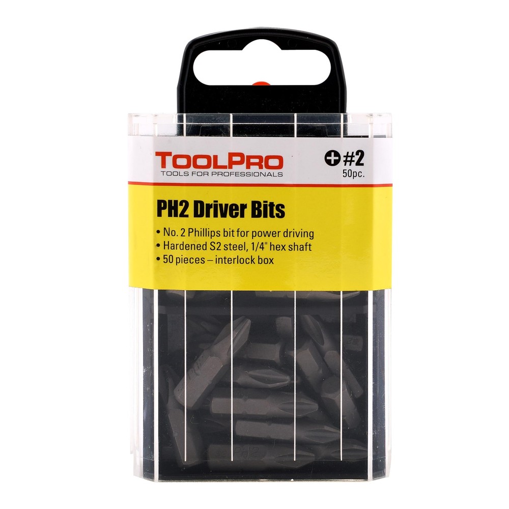 ToolPro 50 Piece Phillips Head Bit Set S2 Steel with Interlocking Storage Box