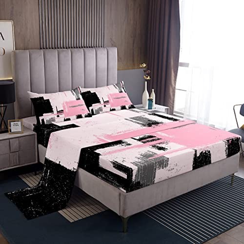 Abstract Sheets with Deep Pocket Fitted Sheet Modern Abstract King Multi 11