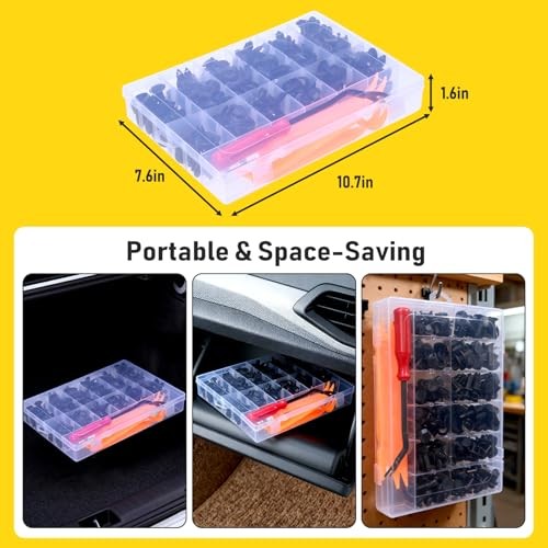Car Bumper Retainer Clips Kit - Auto Plastic Rivets & Push Fasteners 240PCS