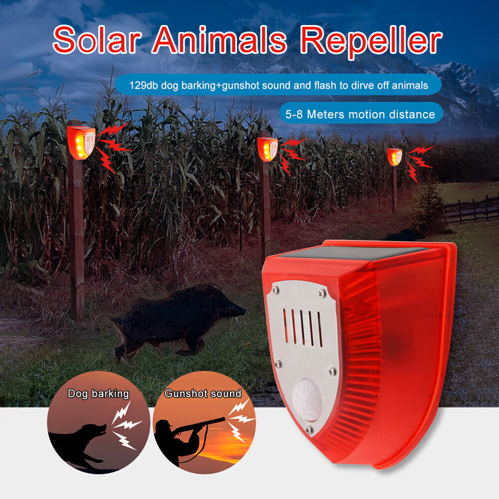 Solar Alarm LED Light Solar Strobe Light Wireless Motion Sensor Detector Outdoor