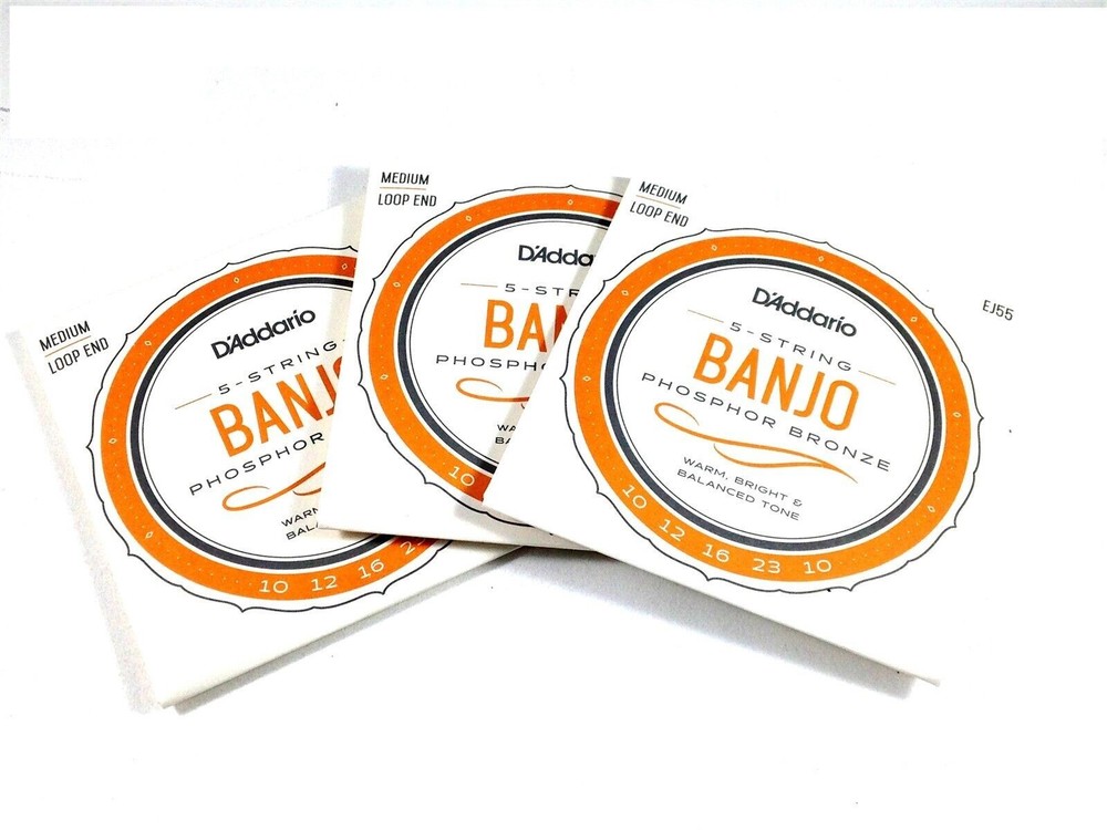 D'Addario Banjo Strings 3 Sets EJ55 (formerly J55) Phosphor Bronze Med