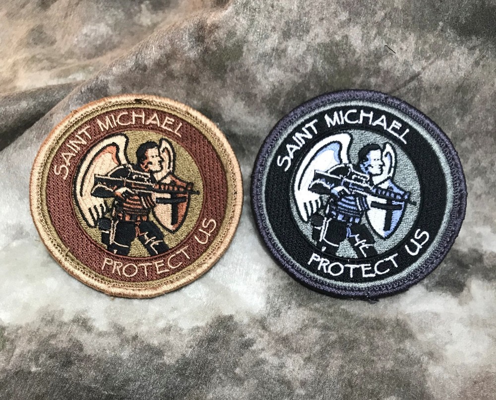 Saint Michael Protect Us Morale Round Patch