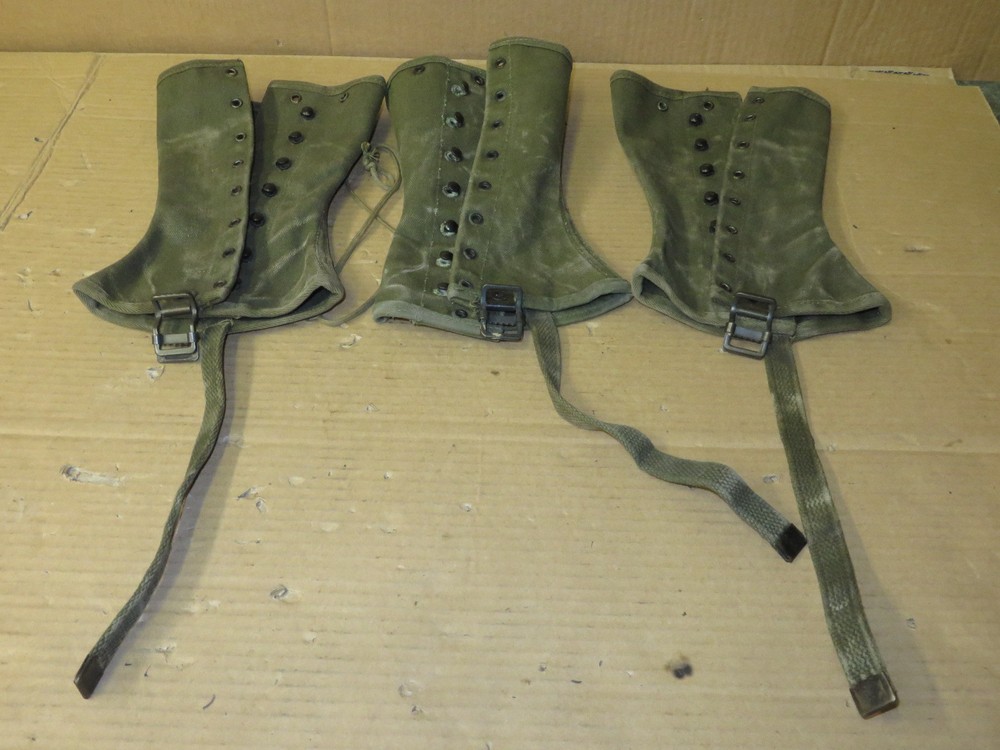 WW II LEGGINGS GAITER CANVAS 3 piece GROUP VINTAGE gregory & read co. # 72L61920