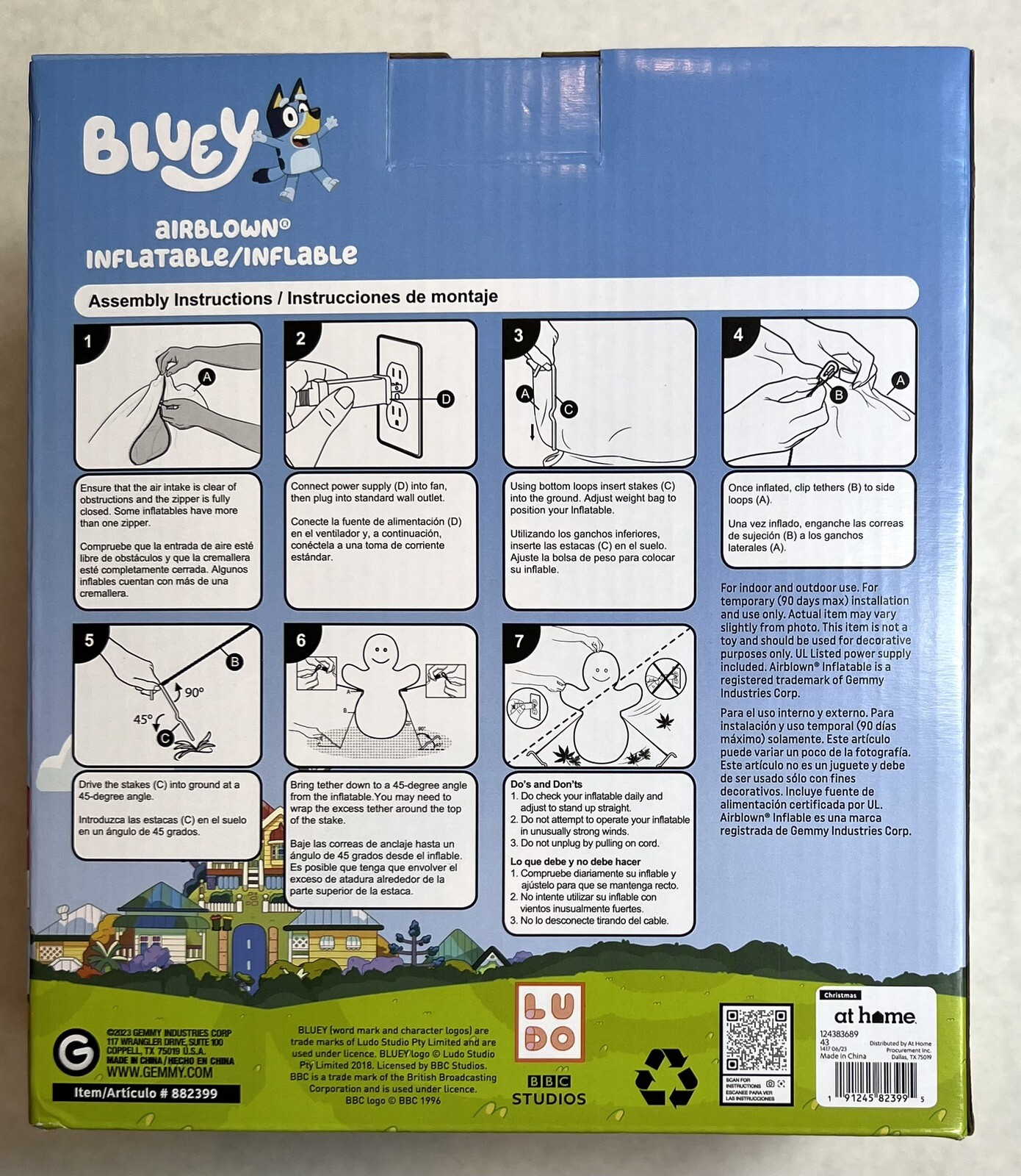 BLUEY in SANTA HAT Gemmy 3.5 ft Christmas Airblown Lighted Yard Inflatable NEW