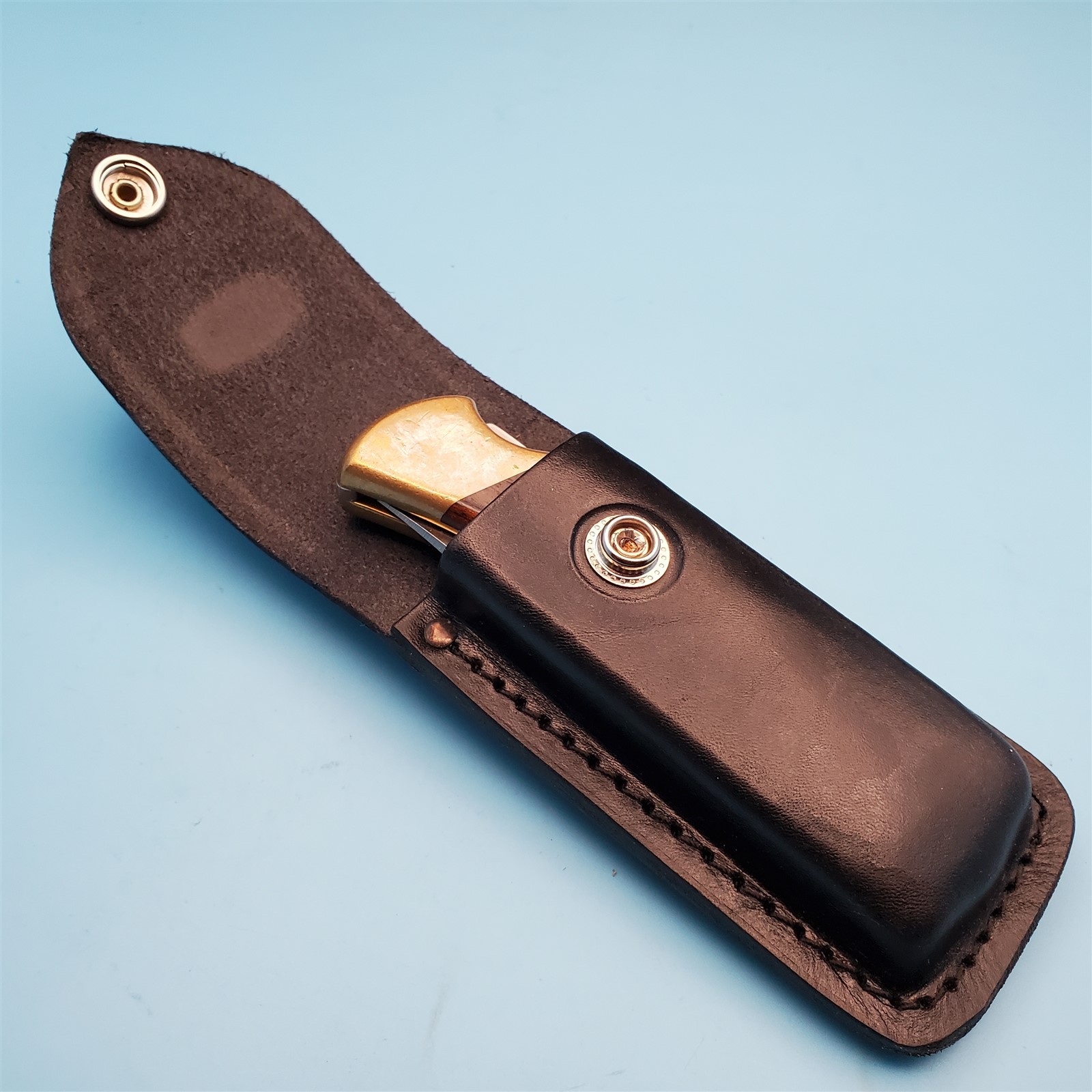 Vintage Buck 110 Pocket Knife Sheath Black Leather Folding Blade Hunter Case 5"