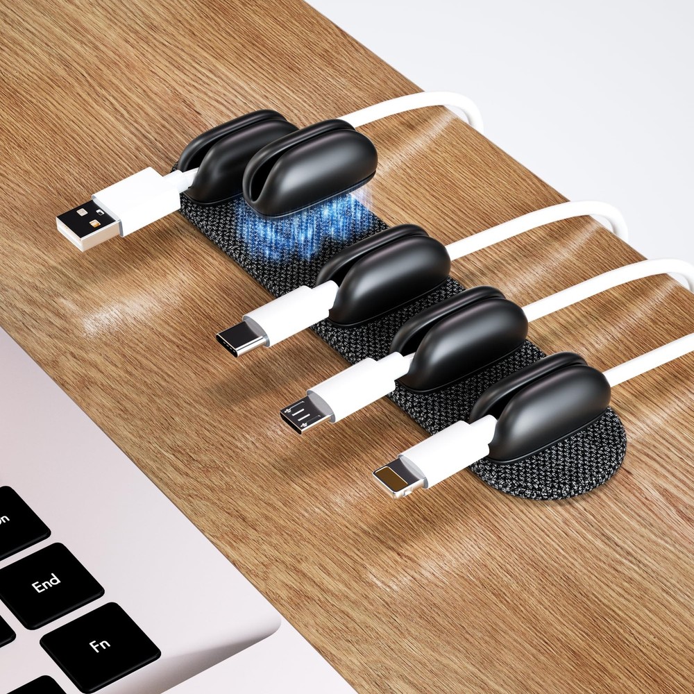 5-Pack Magnetic Cable Clips Cord Organizer - Smoothly Adjustable, Desk Cable ...