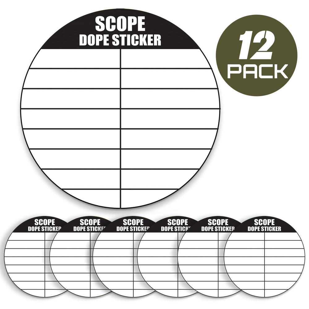 12 Pack Writable Scope DOPE Sticker for Long-Range Shooting- Scope Sticker Ca...