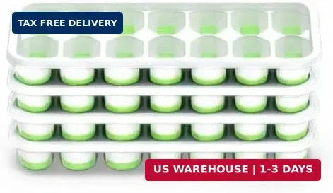ChefAide Ice Cube Tray with Lid, 4 Packs 56 Cubes Durable Stackable Ice Cube Tra