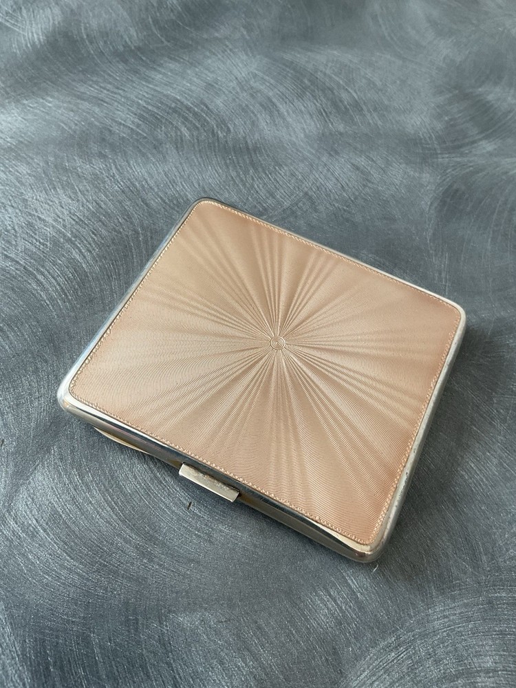 RARE SOLID SILVER DOUBLE SIDED ENAMEL CIGARETTE CASE MAPPIN & WEBB B’HAM 1937