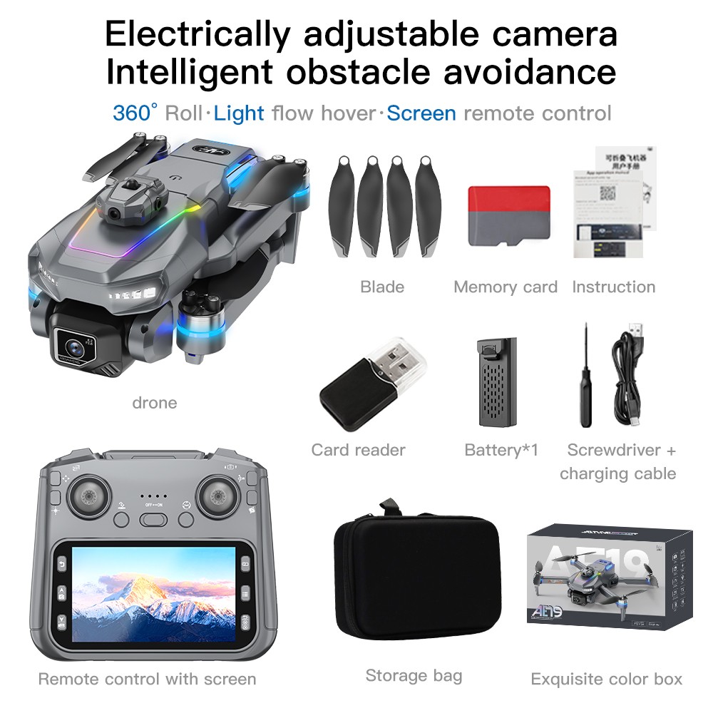 AE19 Drone WIFI FPV Dual HD Camera Obstacle Avoidance Foldable Quadcopter