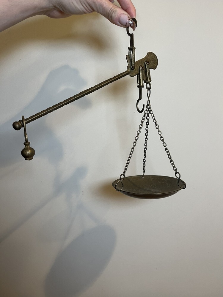 Vintage Solid Brass Hanging Weighing Beam Balance