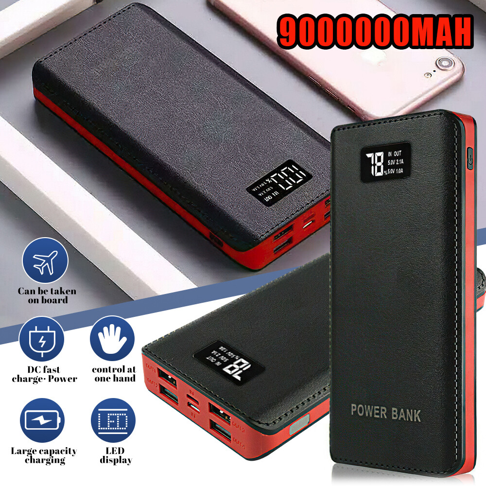 9000000mAh 4USB Power Bank Portable External Battery Backup Charger FastCharging