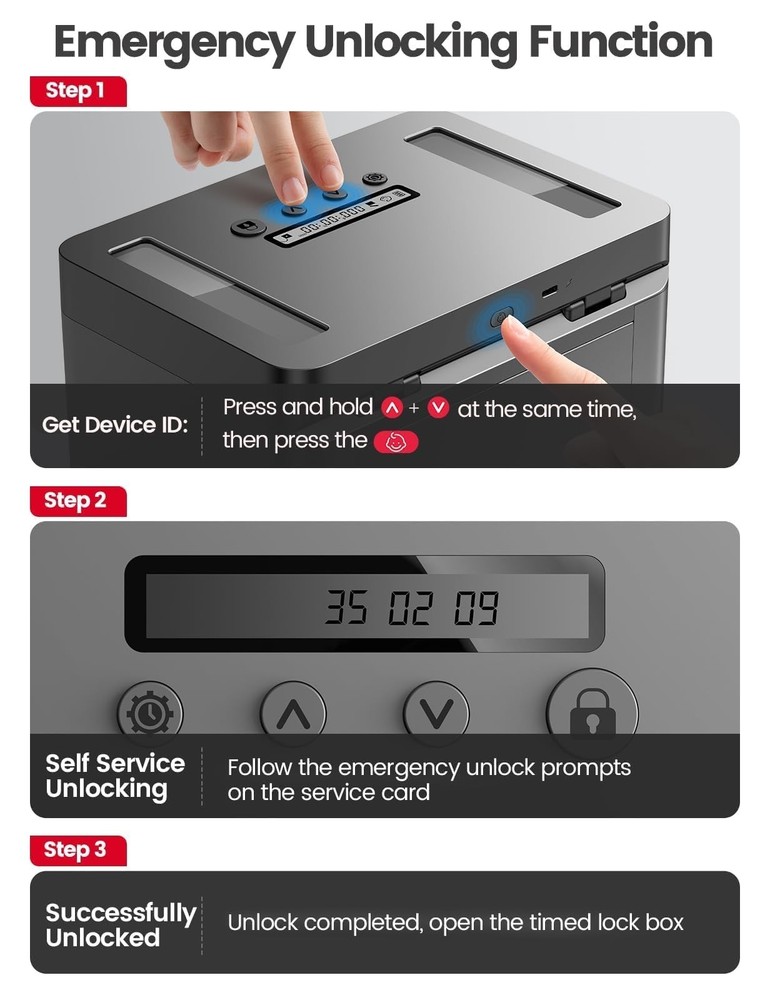 Metal Time Lock Box, Phone Lock Box with Timer, Timed Locking Safe, Self-Cont...