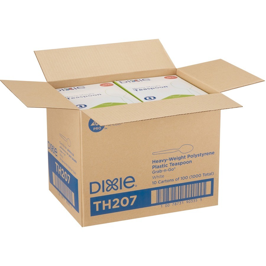 Dixie Heavy-duty Teaspoon - 100/box - Polystyrene - White (TH207)