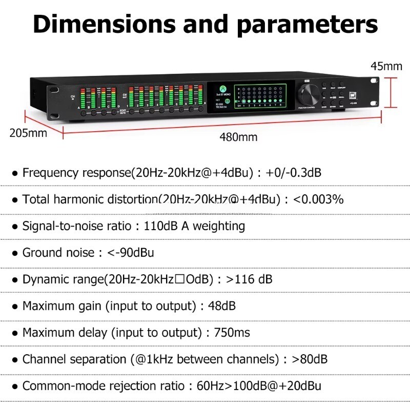 4 in 8 Out Speaker Audio Processor Professional Audio System Frequency Division