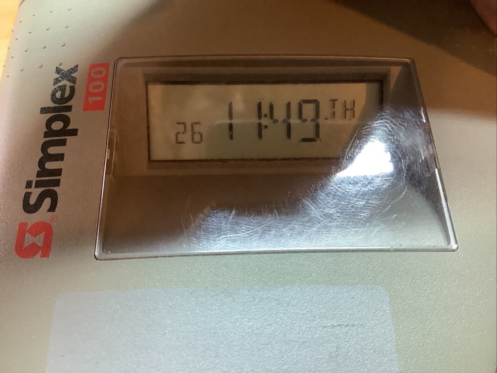 Simplex 1603-9101 Electronic Time Clock 15VAC 50/60Hz USED