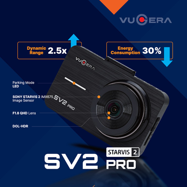 VUGERA SV2 PRO 2.5K+FHD 128GB 2CH STARVIS2 Front and Rear Dual Channel Dashcam