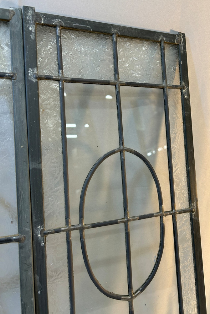 Rectangular Stained Glass Panel frosted design on glass lead frame