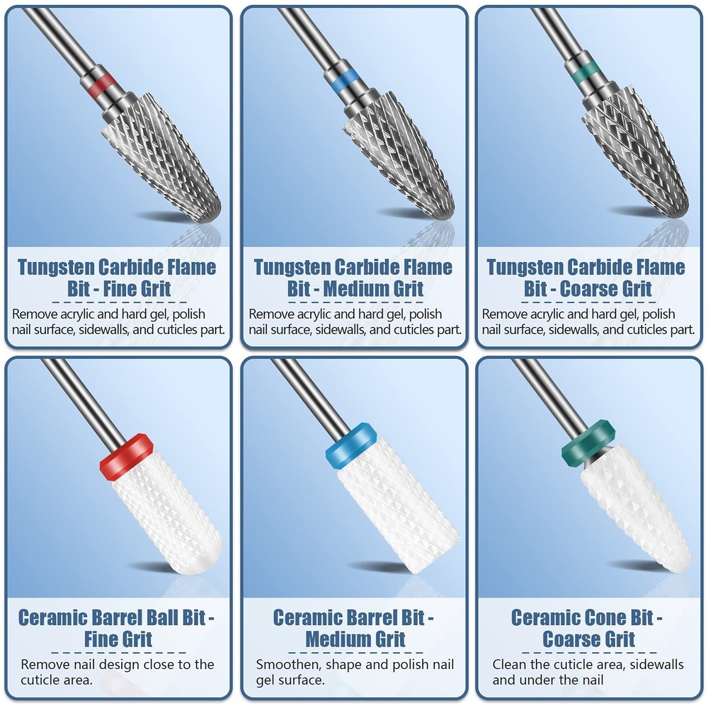 13PC Nail Drill Bits Set, Drill Bits for Nails, 3pcs Tungsten Carbide Drill B...