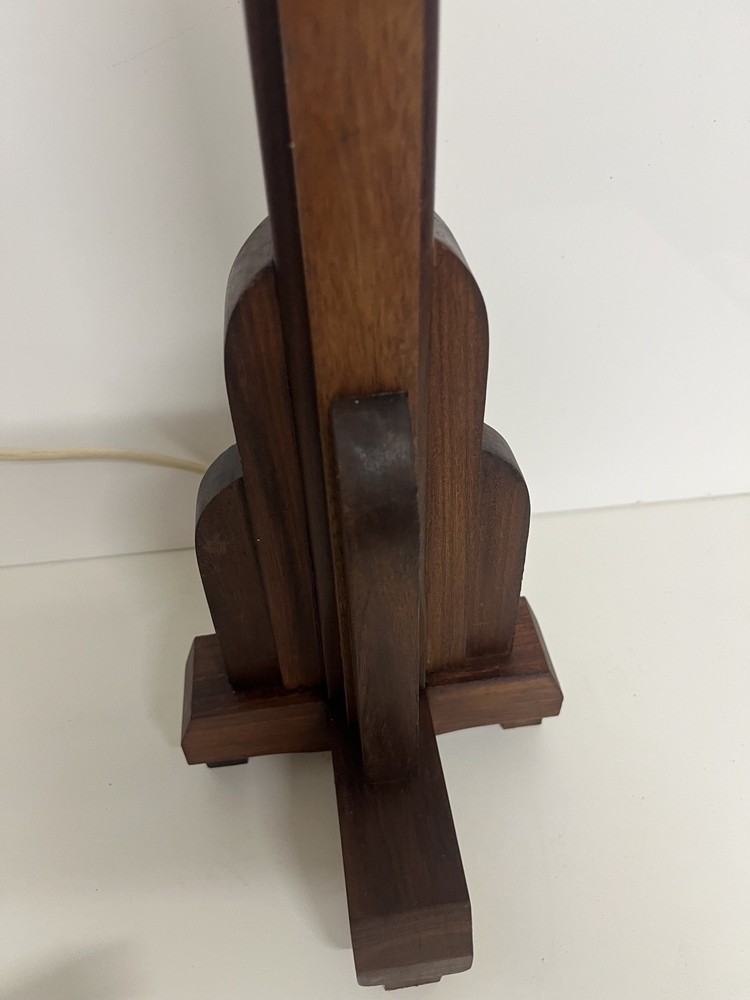 Art deco teak table lamp skyscraper rewired restored