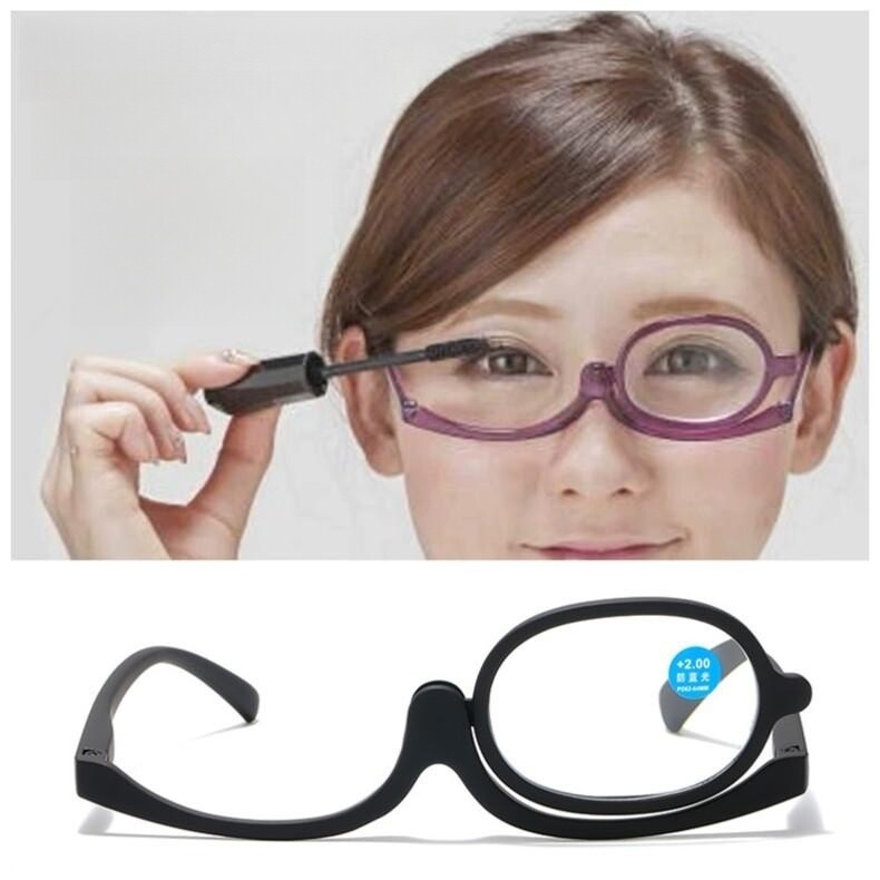 Makeup Mirror Rotating Single Panel Eyebrow Anti-Blue-Ray Reading Glasses