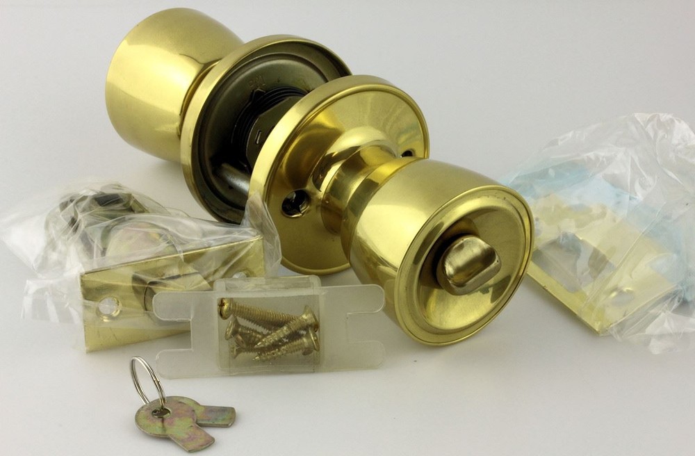 Contractor Class Solid Brass Bed And Bath Locking Door Knob Set GHI-GA300093