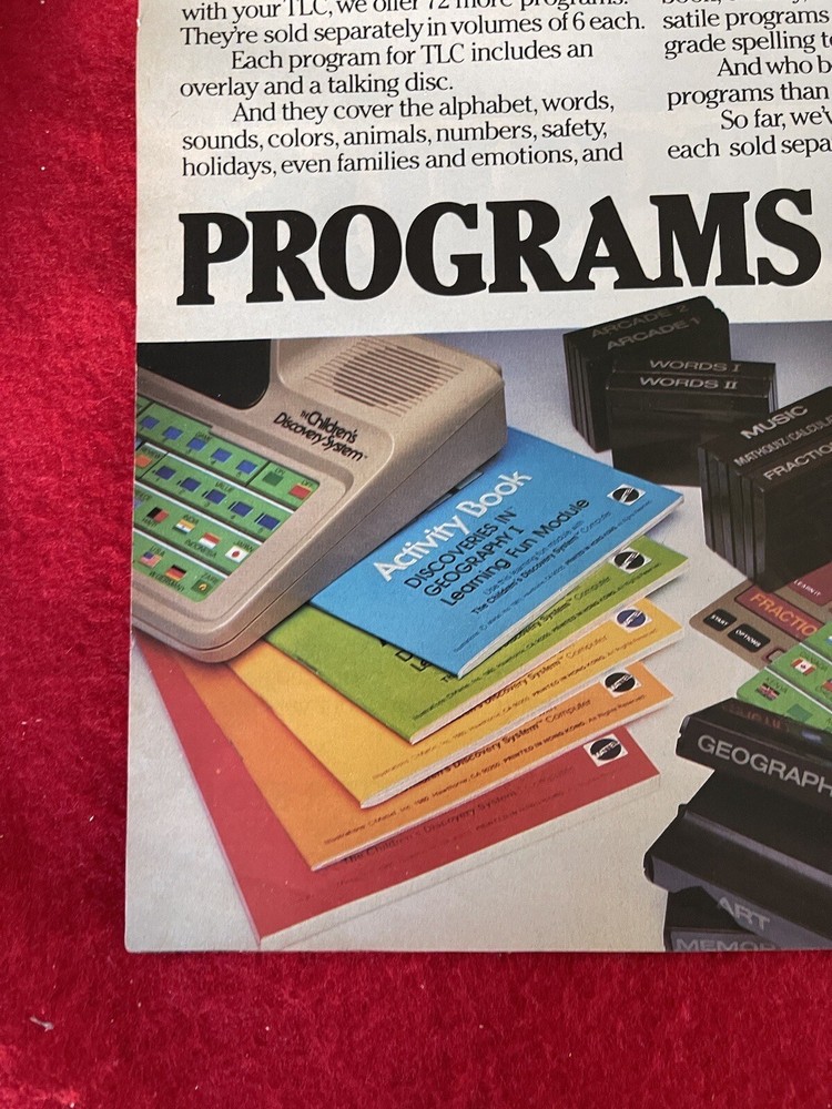 Vintage 1985 Mattel Programs For Kids Computers Print Ad