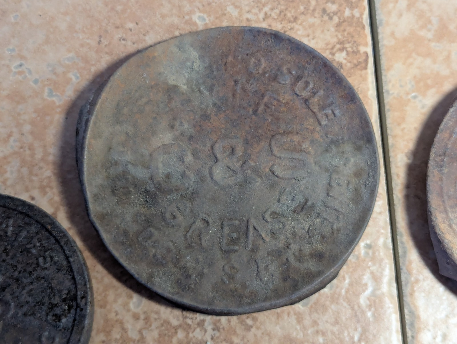 Dug Relics Vintage Iron Axle Grease Tin Door Knob Barrel Spigot Brass Ruler