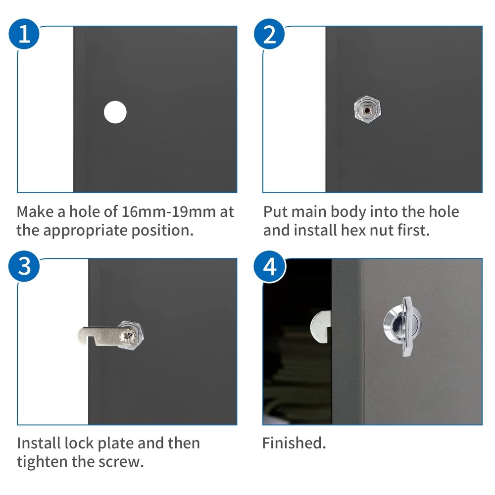 2PCS 5/8in Thumb Offset Cam Lock Chrome Keyless