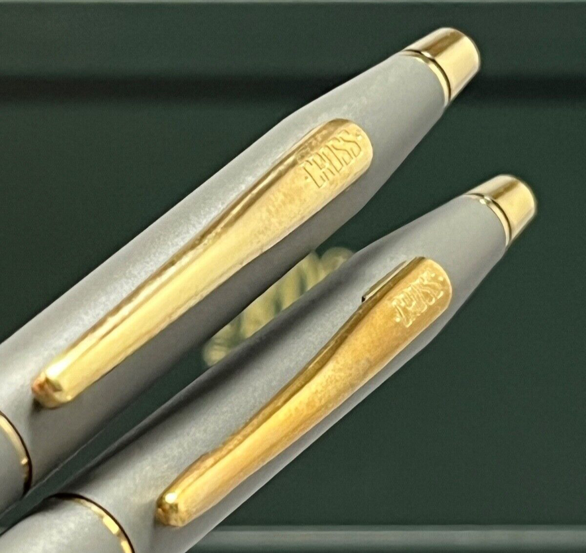 RARE Cross Matte Gray & 23K Gold Trim Pen & 0.5mm Pencil, Box, Manual