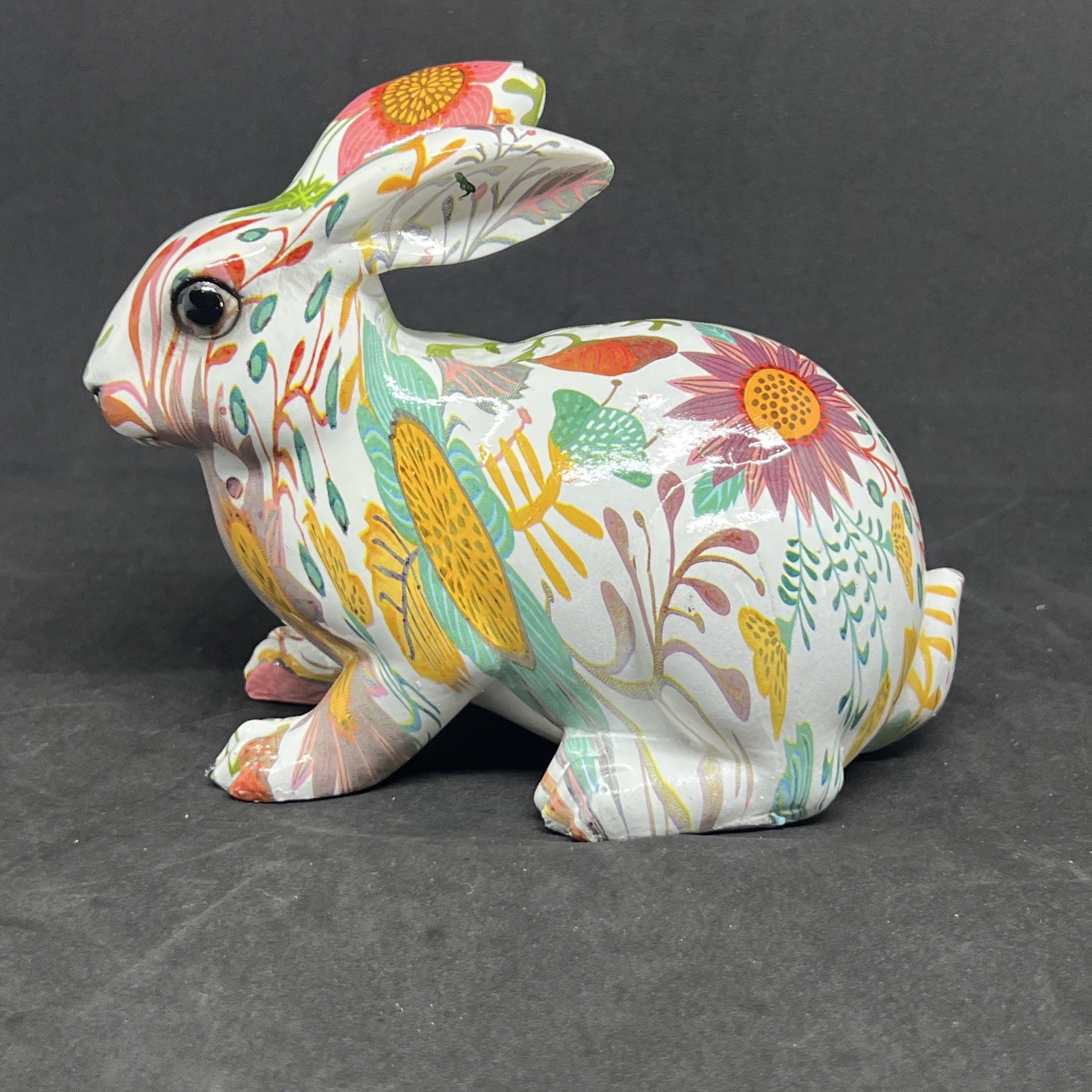 NEW Vintage Easter Floral Bunny Rabbit Resin Spring Decor