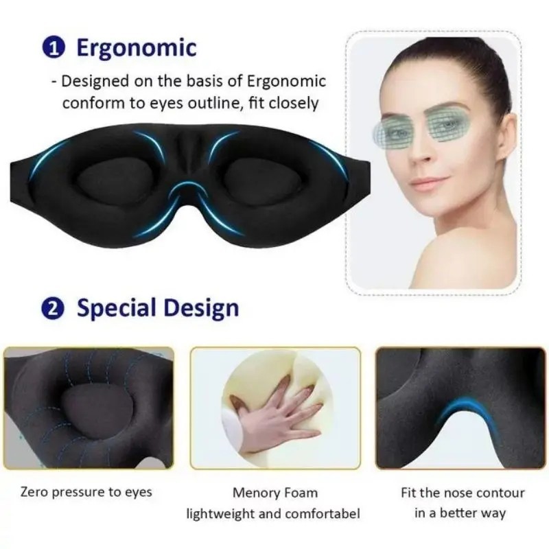 Pop 3D Sleeping Eye Mask for Men Women Soft Pad Blindfold Cover Travel Sleep USA