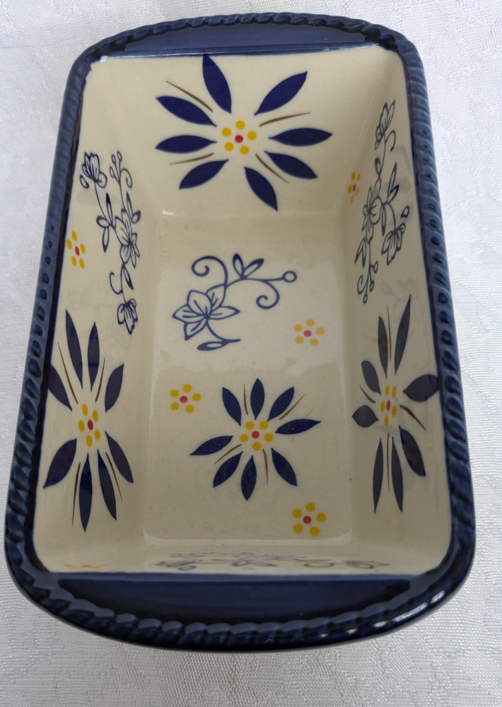 Temptations Old World Blue Mini Bread Loaf Pan Bakeware Ovenware 12 Oz