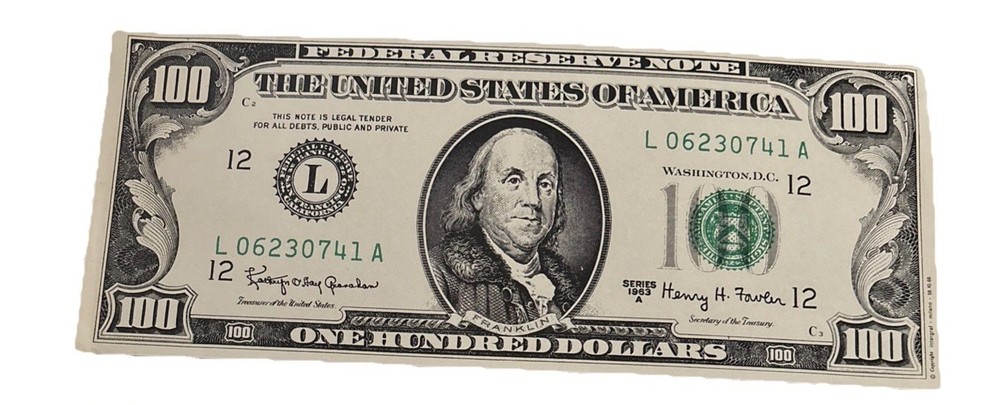 Oversized $100 Dollar Bill 11.5” X 4.5” Novelty Funny Money NEW!