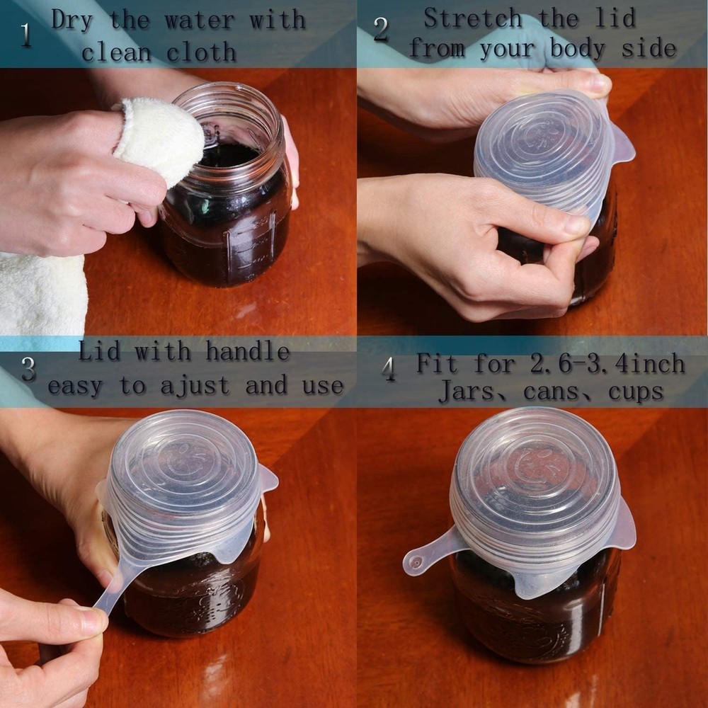 Extra Small Silicone Stretch Lids 2 Inch 5 pack Same Size 2 Inch, Transparent