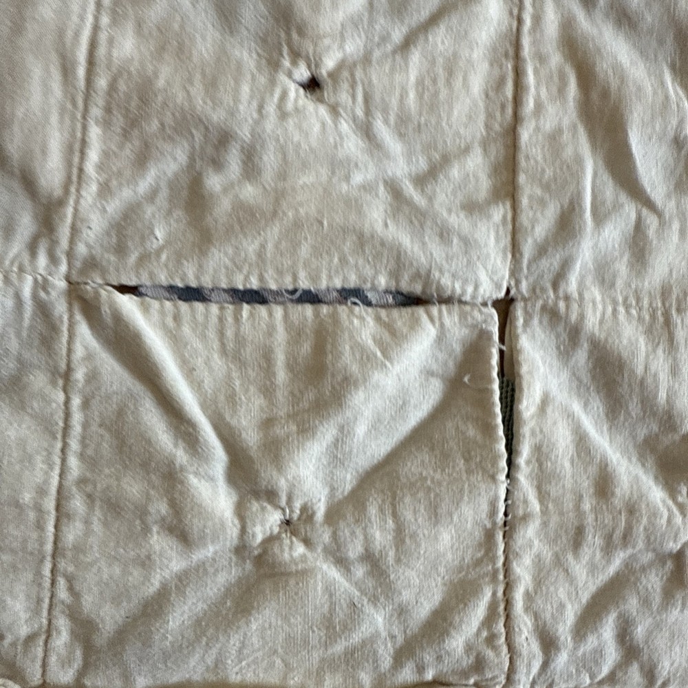 Vtg Cathedral Window Pattern Multicolored Quilt Handmade 80” X 49” Needs Work