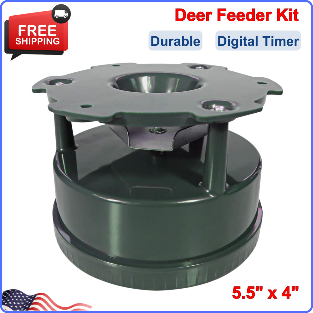 Deer Feeder Timer Kit All-in-ONE Digital Timer Metal Spin Plate Easy Setup Black