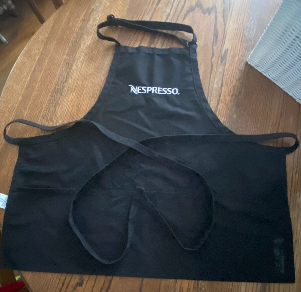 NESPRESSO Coffee Advisor Bib APRON - Solid Black - 3 pocket - 24" Long