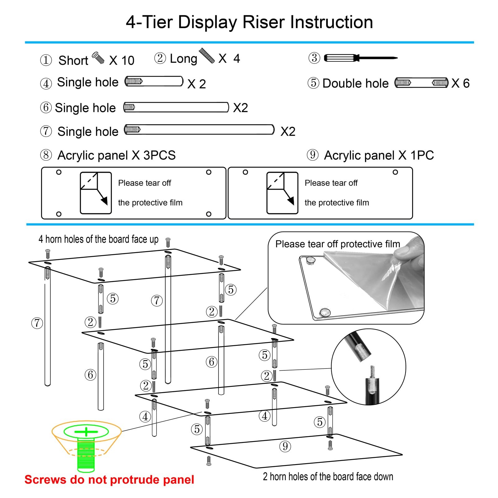 4 Tier Acrylic Perfume Organizer Stand, Clear Display Risers for Perfume, Col...