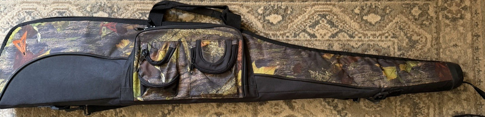 Camo Rifle Soft Case Padded Interior Polyester 3 Pockets Shoulder Strap Black